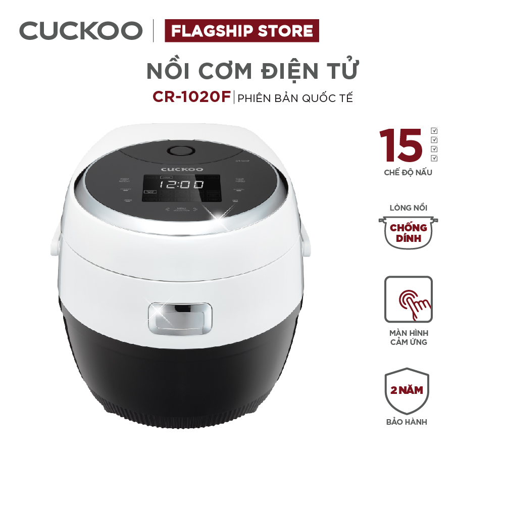 Nồi cơm điện tử Cuckoo 1.8L CR-1020F - Lòng nồi chống dính - Nhiều chế độ nấu ăn - Tiết kiệm điện - Hàng chính hãng