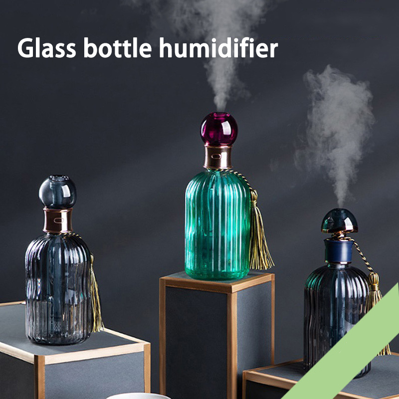 Máy Tạo Độ Ẩm Không Khí Usb Khuếch Tán Hương Thơm Nước Hoa Thủy Tinh Chai Siêu Âm Thanh Mát Phun Sương Tạo Máy Khuếch Tán Tinh Dầu Mini Di Động Xe Ô Tô Hương Humidi
