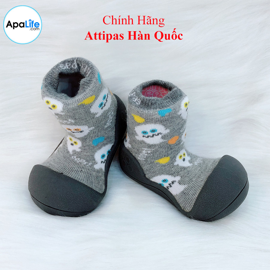 Attipas Halloween - Gray/ AT009 - Giày tập đi cho bé trai /bé gái từ 3 - 24 tháng nhập Hàn Quốc: đế mềm, êm chân &amp; chống trượt