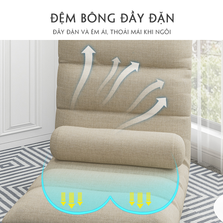 Ghế sofa lười tatami, Ghế tựa lưng kiểu Nhật vải mịn bồng mềm 5 cấp độ ngả lưng