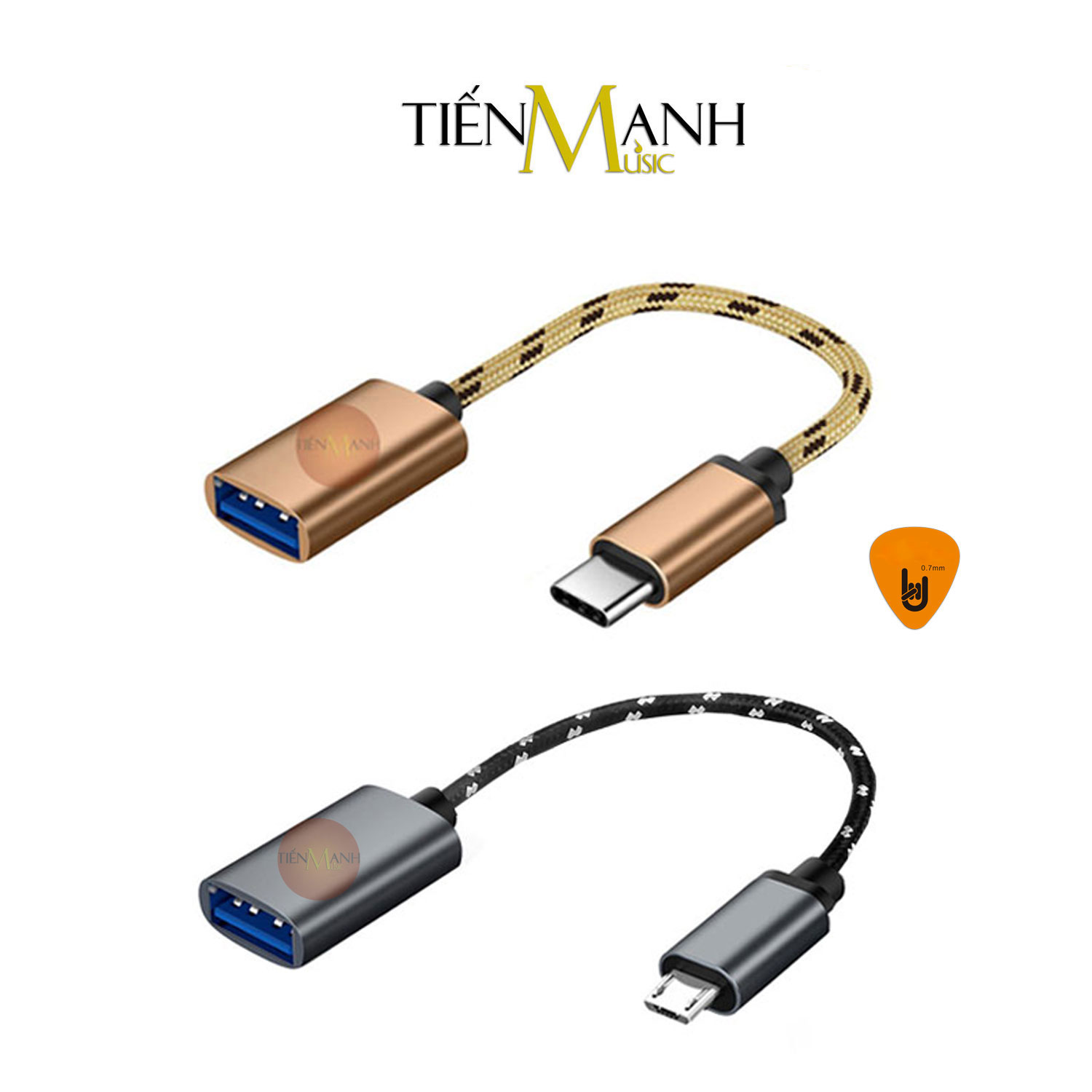 Dây Cáp OTG Type-C Và Micro USB - Chuyển Đổi USB-A Sang USB-C, Micro USB Cho Điện Thoại, Máy Tính Bảng Type C - Kèm Móng Gẩy DreamMaker