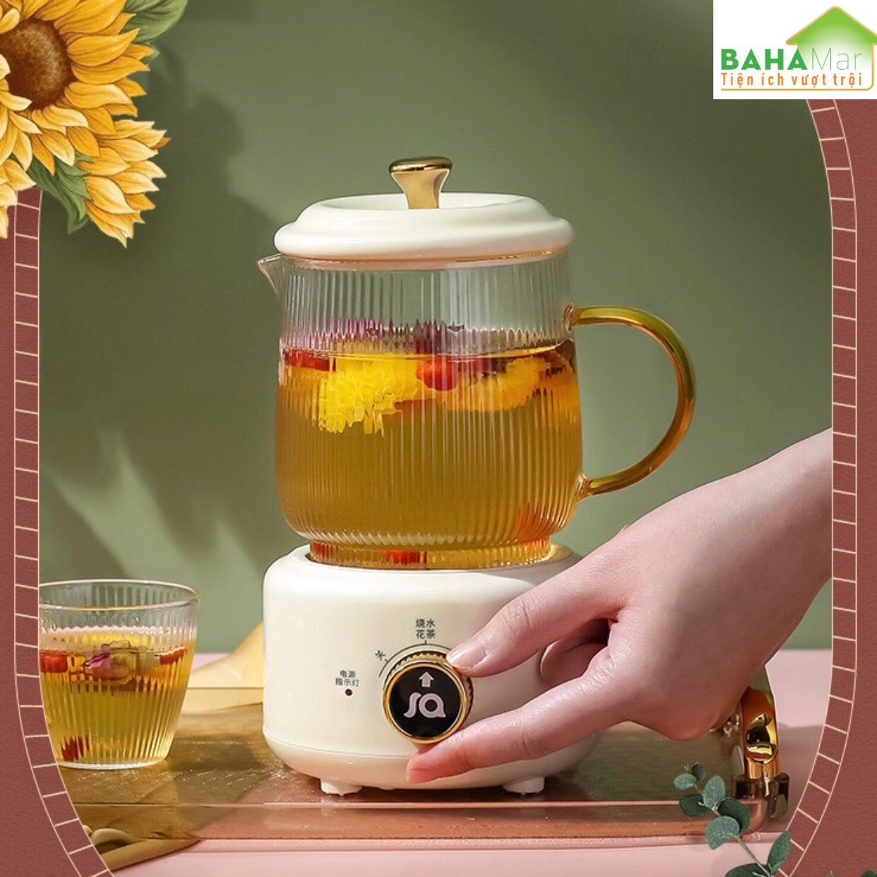 BỘ ẤM PHA TRÀ ĐIỆN CÁCH NHIỆT "BAHAMAR" dùng pha cafe, trà hoa, trà dưỡng nhan… rất nhanh gọn