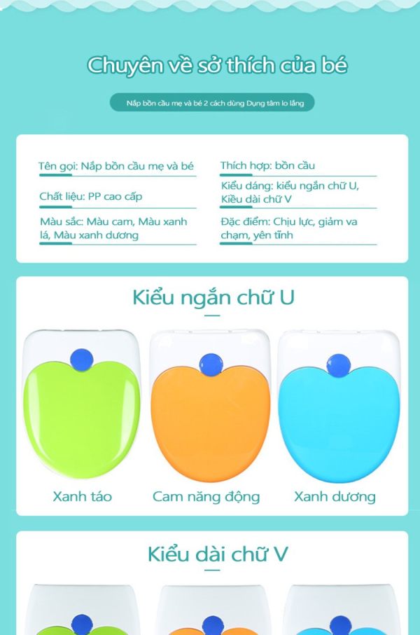 Nắp bồn cầu cho bé đi vệ sinh an toàn PP Clean&Green