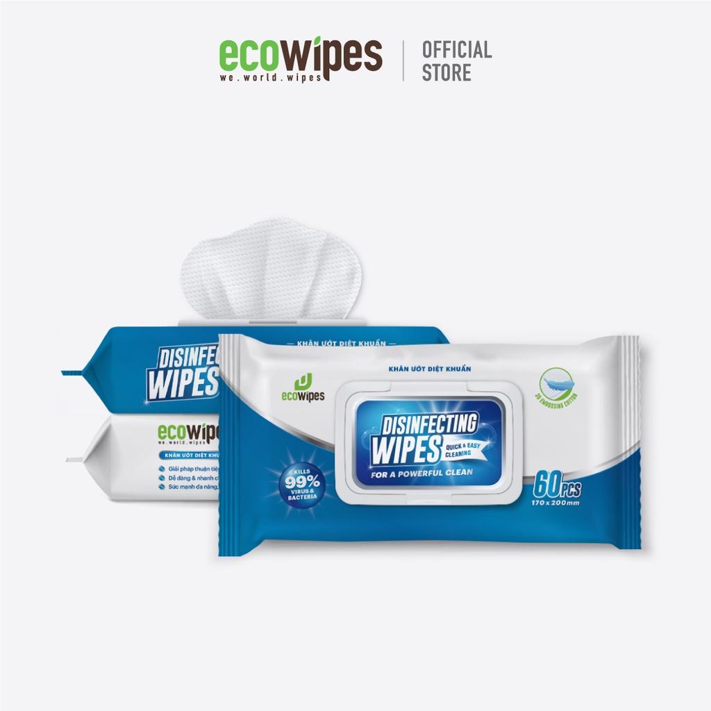 Combo 03 gói khăn ướt diệt khuẩn Disinfecting Wipes gói 60 tờ diệt 99,9% vi khuẩn hương chanh dịu nhẹ không kích ứng da