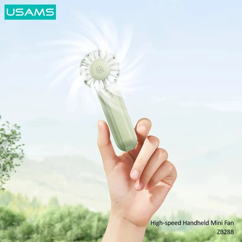 Quạt cầm tay mini  nhỏ gọn dung lựng pin 1200mah cổng sạc Type C USams ZB288 _ Hàng chính hãng