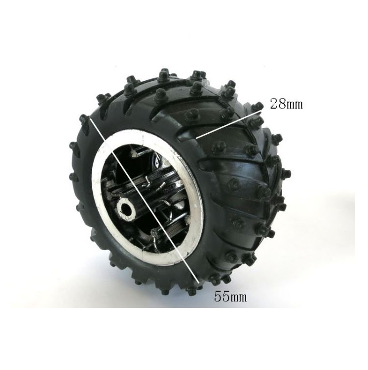 Bánh xe cao su hơi kích đường kính 55mm trục 3mm dành để chế tạo, giá bán 1 cái