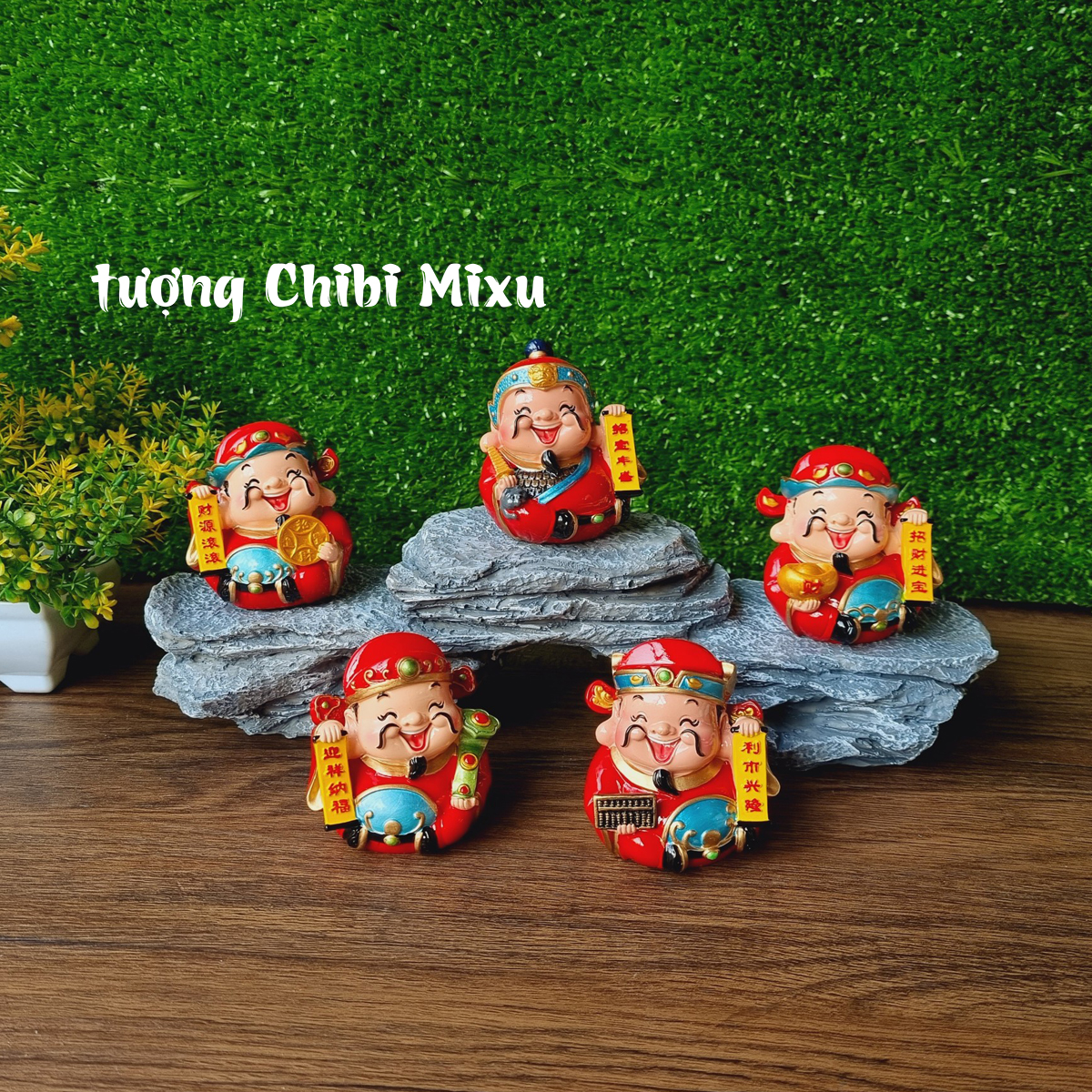 Bộ Ngũ Tài 7cm kèm chân đế giả đá