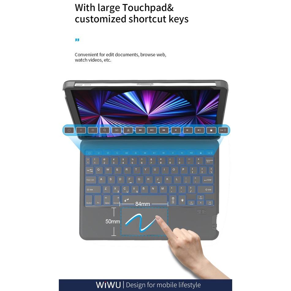 Bao da bàn phím WIWU Combo Touch Keyboard cho IPad 10 / 10.9' 2022 Pro 11 inch / M1 / M2 , Air 4 / 5 , Gen 9 10.2 inch / 12.9 M1/M2 - Hàng nhập khẩu
