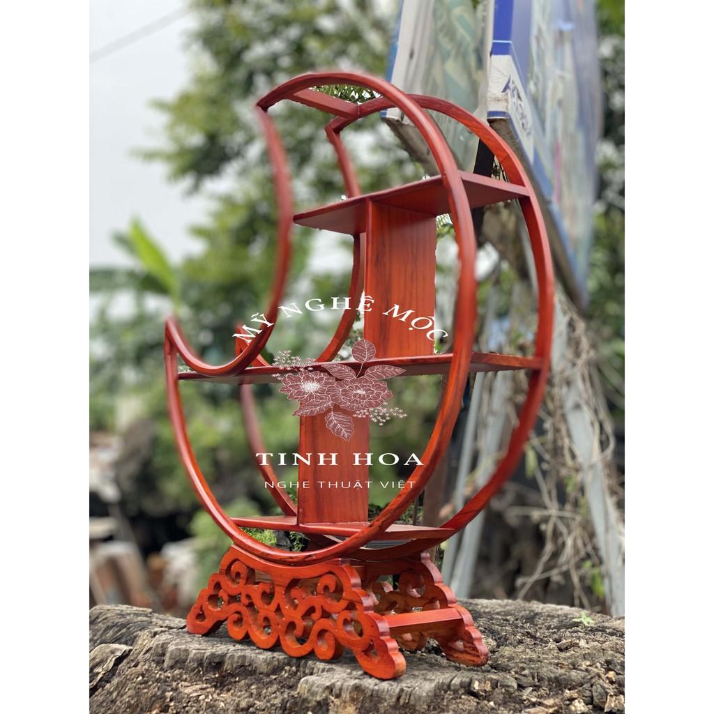 Kệ mini để đồ trang trí, kệ đa năng hình mặt trăng gỗ hương