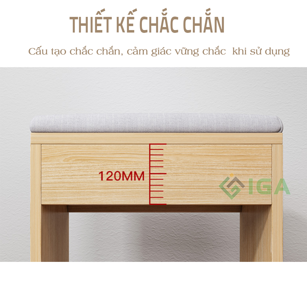 Ghế bàn trang điểm, ghế đẩu mặt đệm đa năng chính hãng IGA GP138