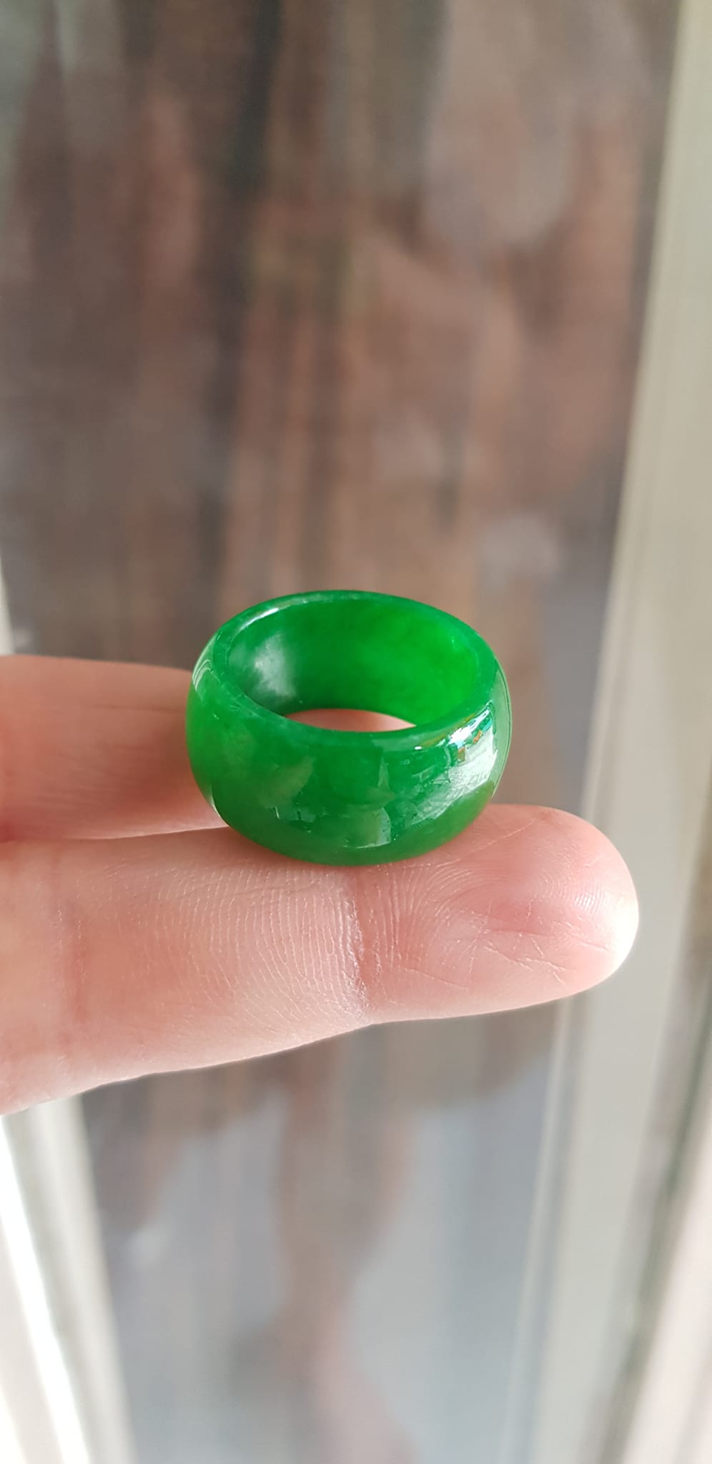 ️Nhẫn Nam Đá cẩm thạch xanh ngọc lý tươi bóng đẹp Nhẫn Ni 18mm x cao 11mm x dầy 3mm Hợp nam nữ mệnh mộc mệnh hỏa mệnh Thủy đeo ni nhỏ 18mm đẹp ạ