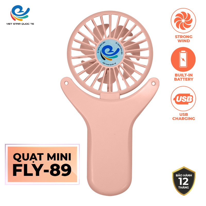 Quạt Cầm Tay Mini FYL-89 Với 3 Cấp Độ Gió, Làm Mát Cực Thích, Dung Lượng PIN1200 mAh, Công Suất 3W - Hàng Chính Hãng