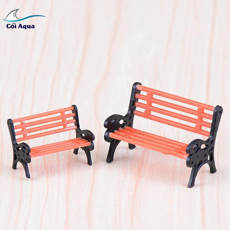 Tiểu cảnh mini Terrarium ️ Ghế công viên tiểu cảnh màu nâu trang trí sen đá, sân vườn, bể cá, bể terrarium