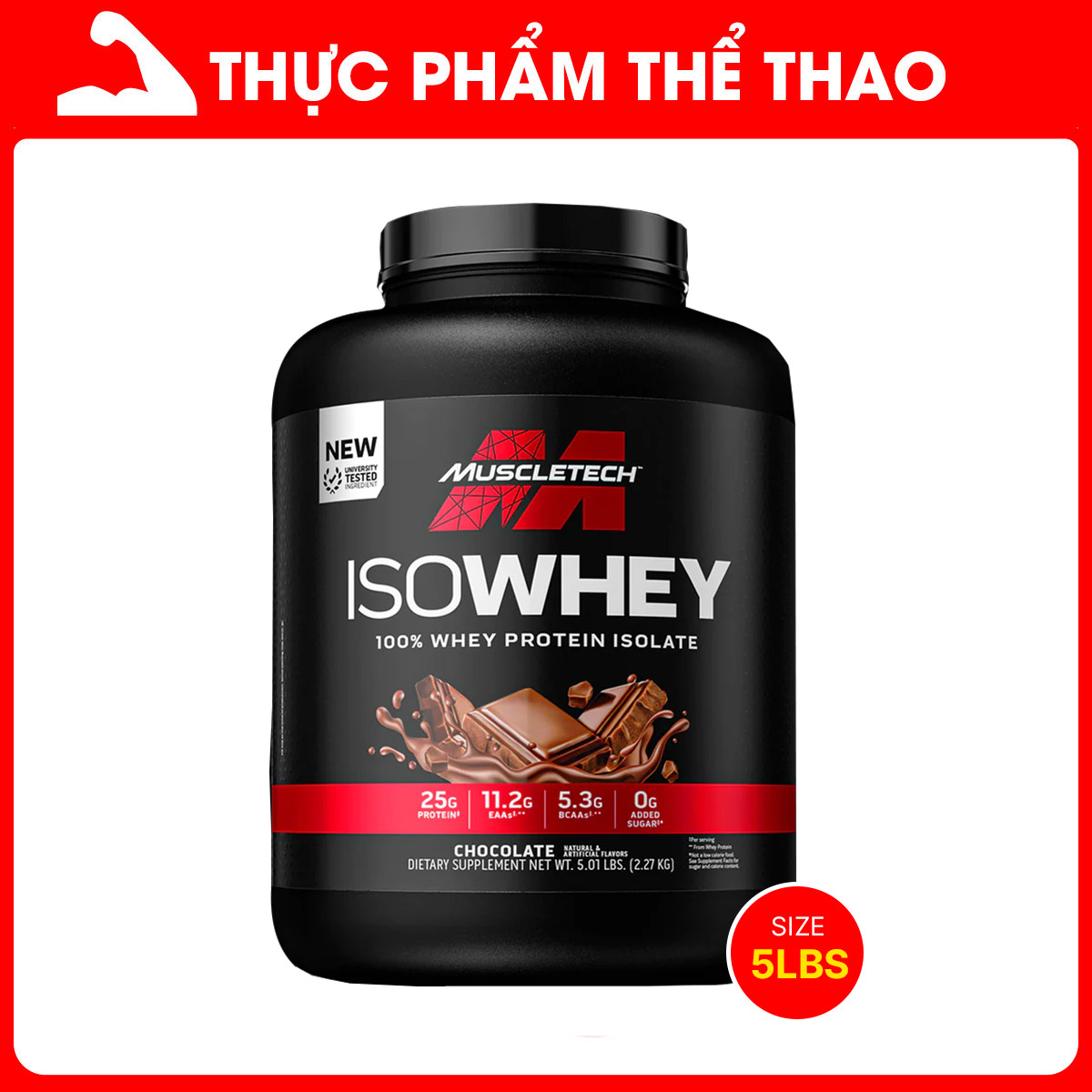 Sữa Tăng Cơ Giảm Mỡ MuscleTech Iso Whey 5lbs (2.3kg) – Protein tinh khiết hấp thụ nhanh – Nhiều Hương Vị - Hàng Chính Hãng Muscletech