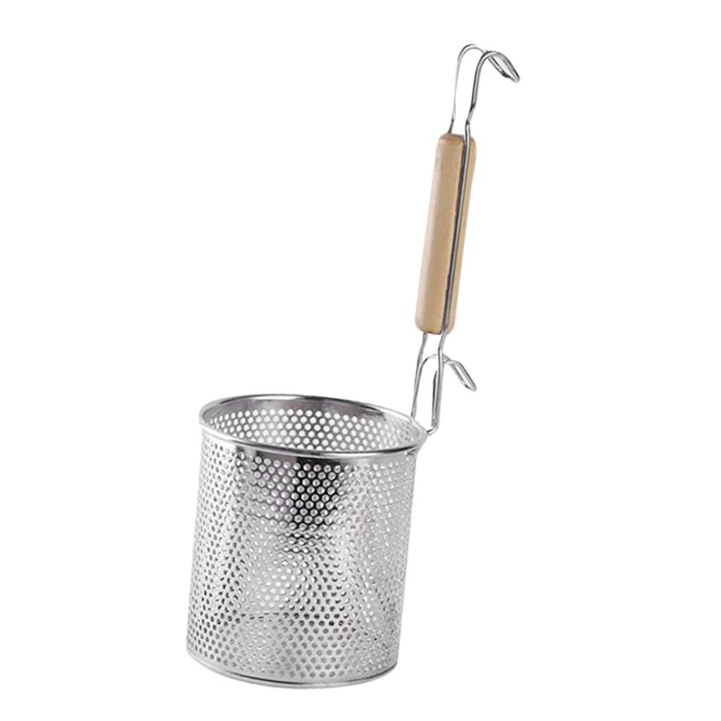 2x Noodle Strainer with Hook, Stainless Steel, Deep Fry Basket