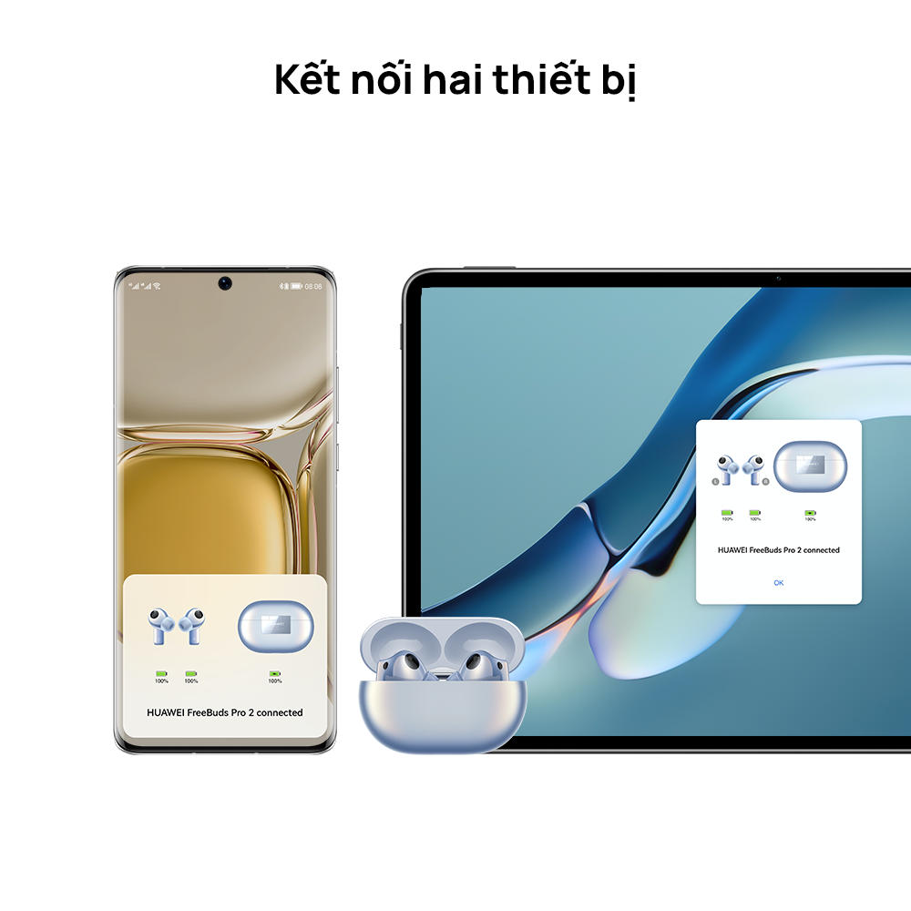 Tai nghe Bluetooth HUAWEI FreeBuds Pro 2 | Loa kép | Âm thanh trung thực | Chống ồn chủ động thông minh 2.0 | Hàng Chính Hãng