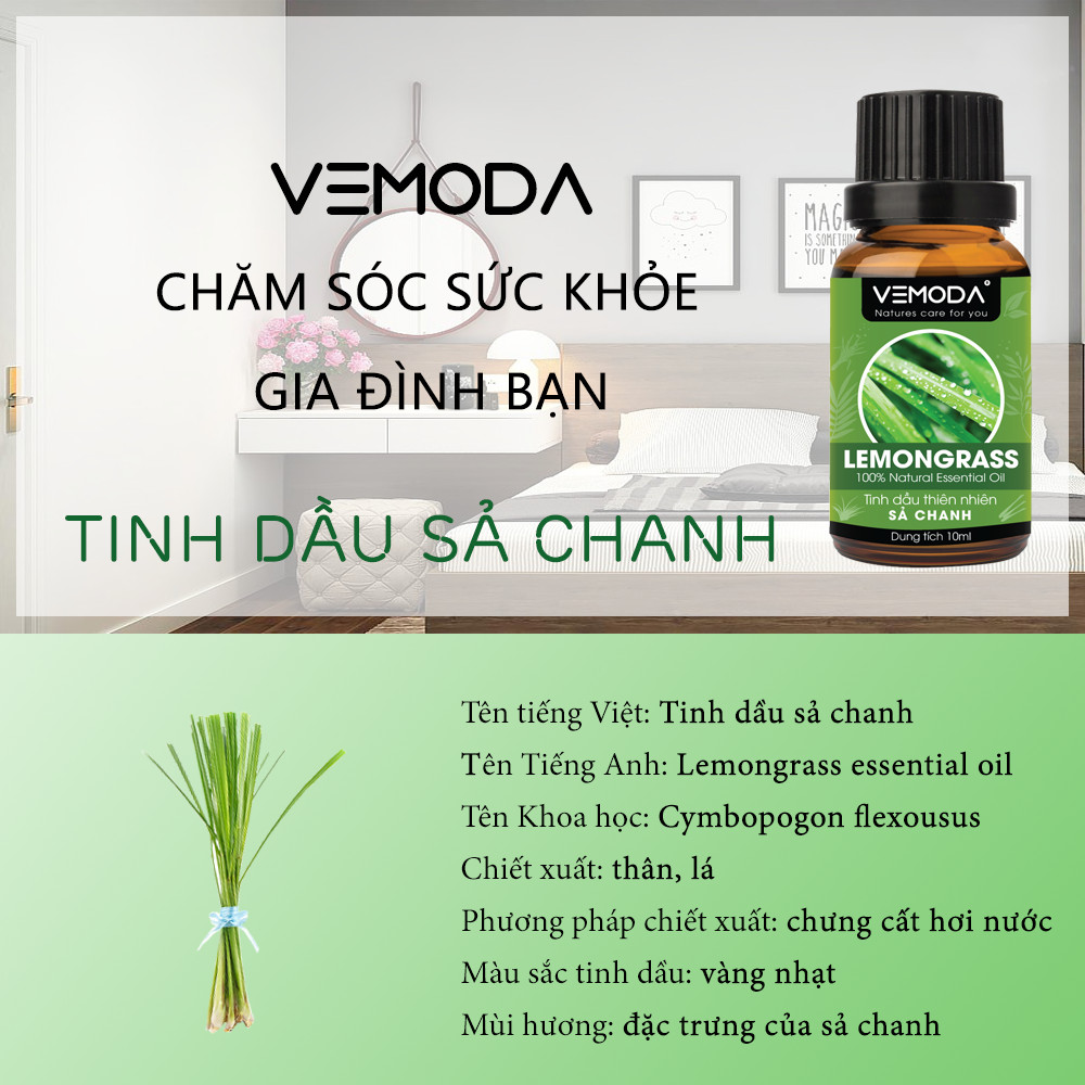 Tinh dầu Xông phòng Sả chanh cao cấp 50ML. Tặng kèm lọ đựng tinh dầu treo ô tô, treo tủ quần áo, thơm phòng.