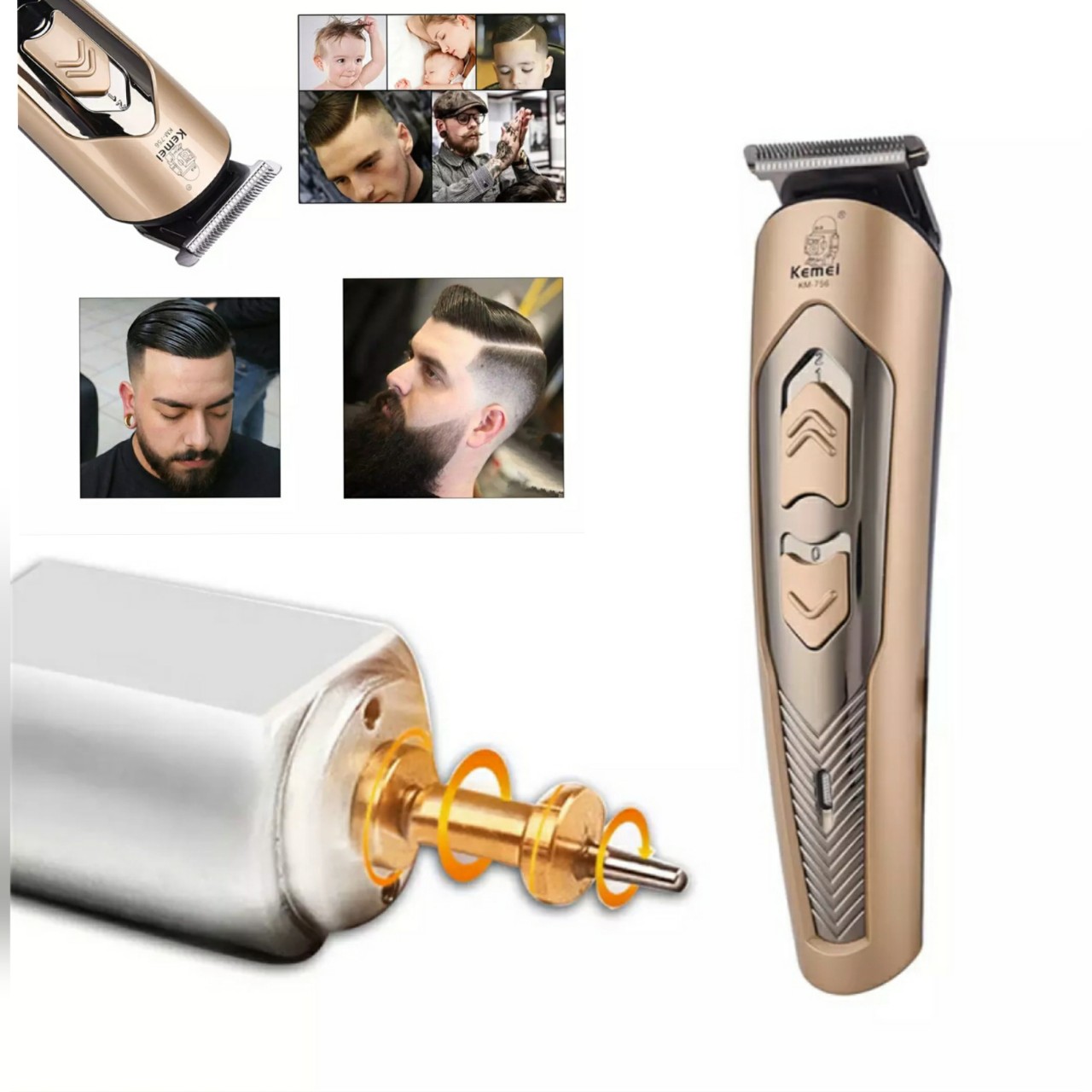 Tông Đơ Cắt Tóc Không Dây Chuyên Nghiệp KM-809A với 3 tốc độ điều chỉnh