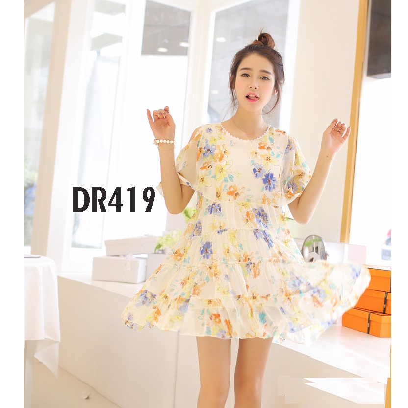 ĐẦM BẦU CHIFFON HỞ VAI SEXY DR419