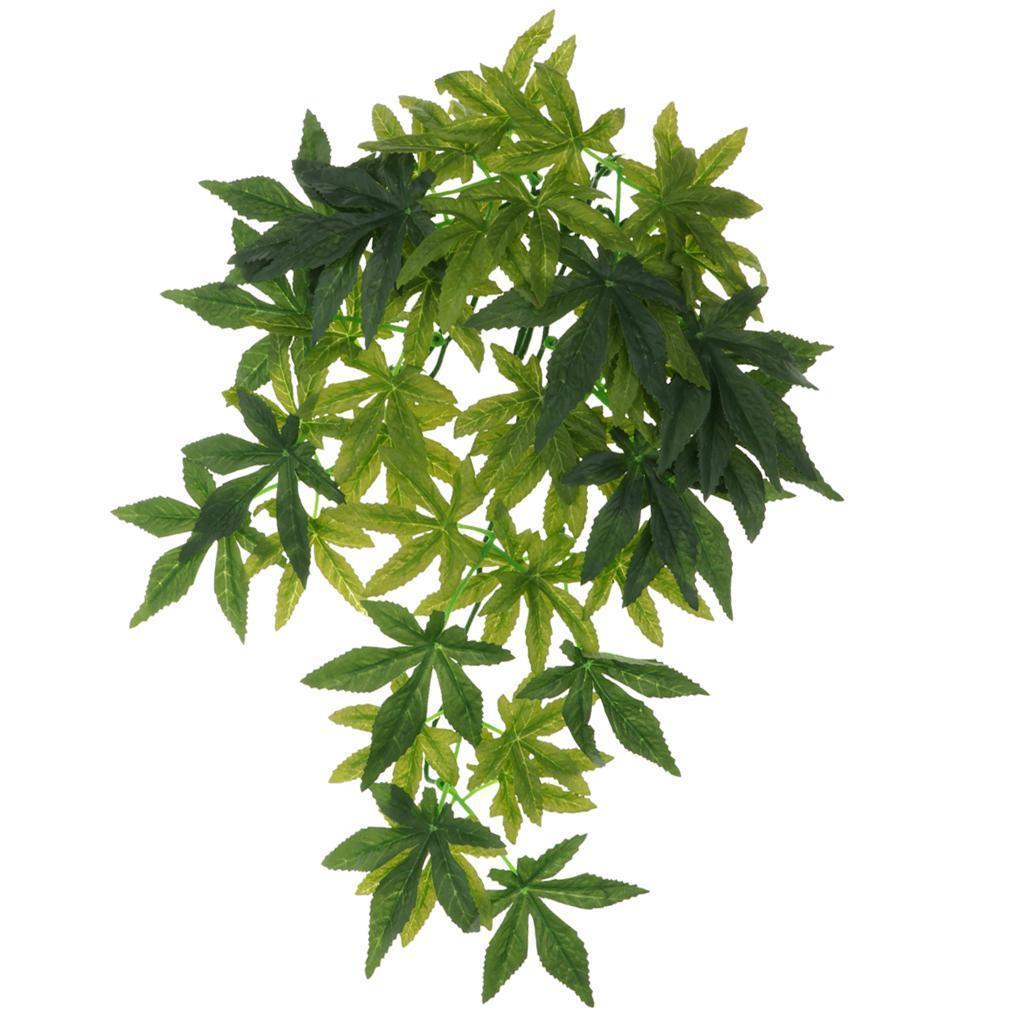 Set of 2, Reptile Terrarium Leaves Vines Vivarium Ornament Fake Plant Decor