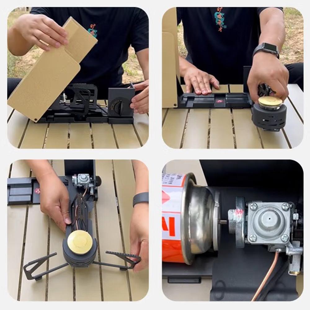 Folding Camping Cassette Stove Portable Windproof Camp Gases Burner Butane Stove 2600W with Piezo Ignition Carrying Bag