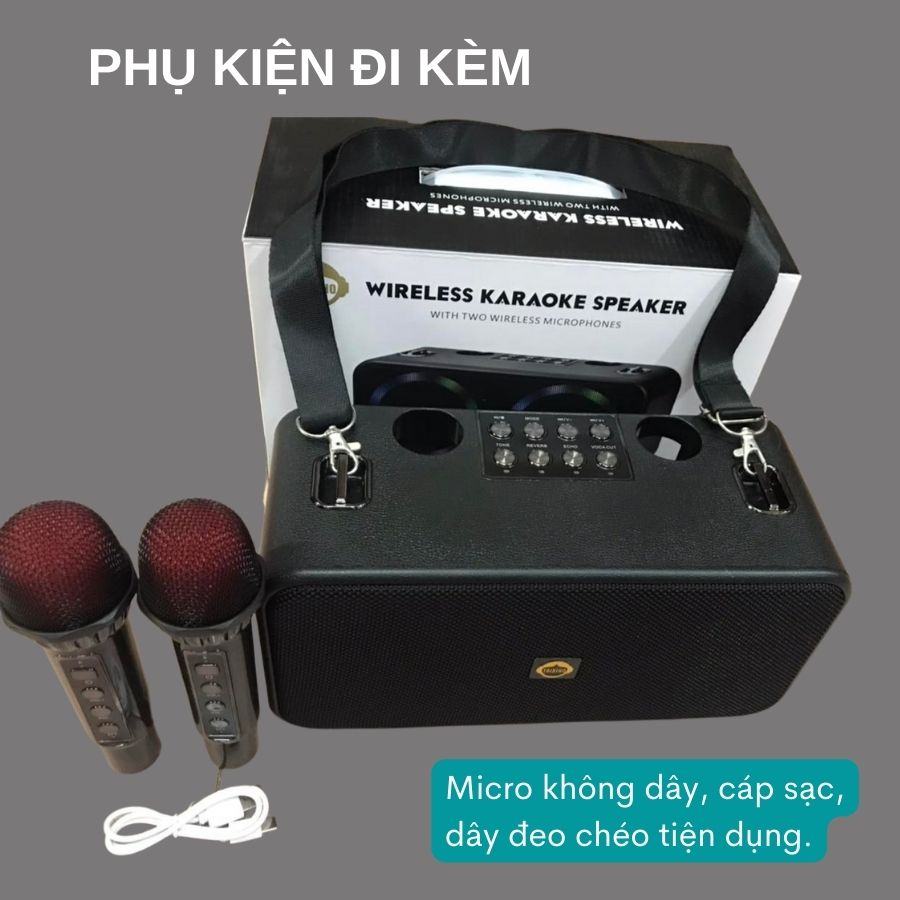 Loa Bluetooth Karaoke M101 - Loa di động xách tay mini chất liệu nhựa ABS cao cấp , tặng kèm micro không dây hát nhiều tone giọng thú vị