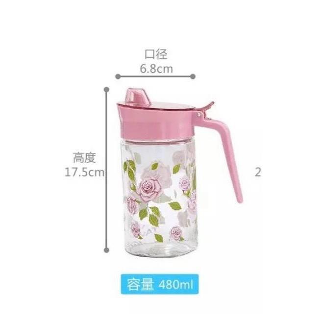 Bình đựng nước mắm,đựng dầu ăn thuỷ tinh cao cấp họa tiết hoa hồng 480ml