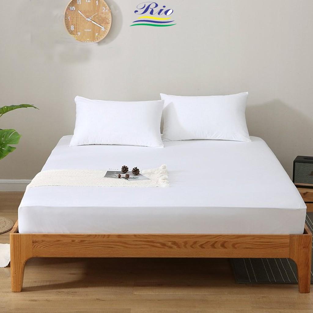 Bộ Ga Gối Cotton Khách Sạn Trắng Trơn Dành Cho Nệm 20-25cm