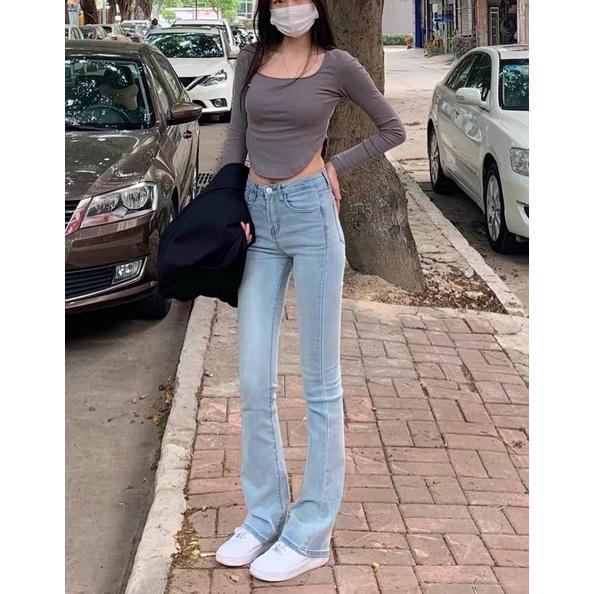 Quần jeans nữ ống loe co dãn LARI, quần bò nữ đẹp lưng cao dáng skinny trẻ trung, gợi cảm, siêu hách dáng