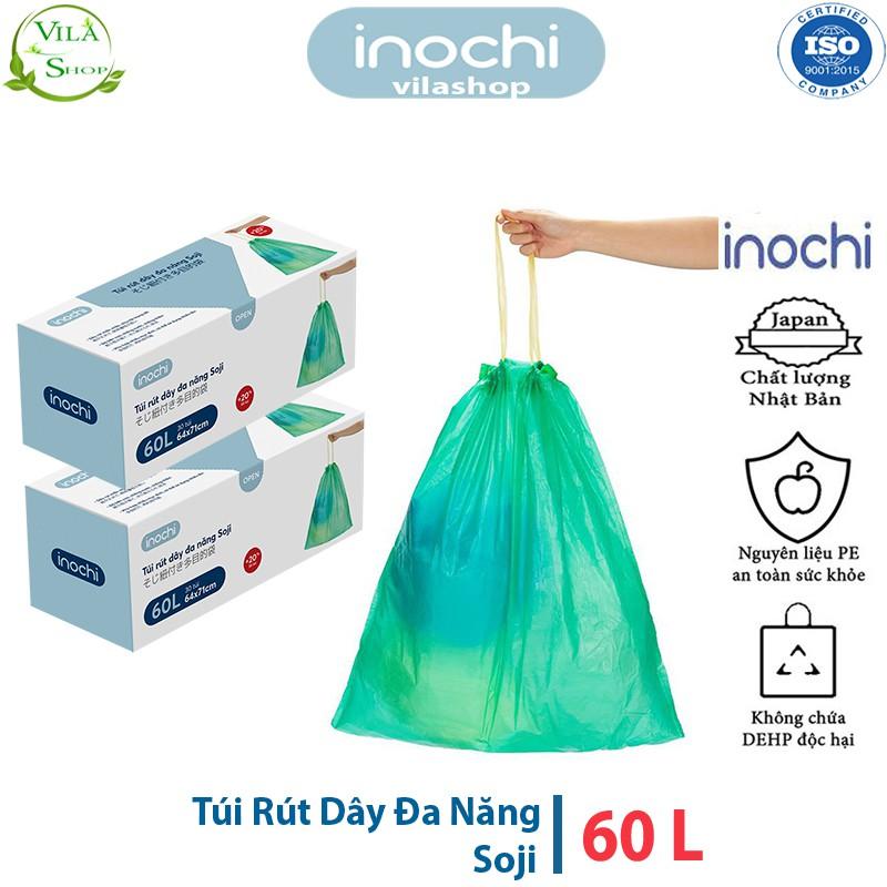 Túi Rút Dây Đa Năng, Túi Tự Hủy Cao Cấp Inochi, Kích Cỡ 60L Chất Liệu Nhựa Nguyên Sinh Không Mùi - Dai - Khó Rách.