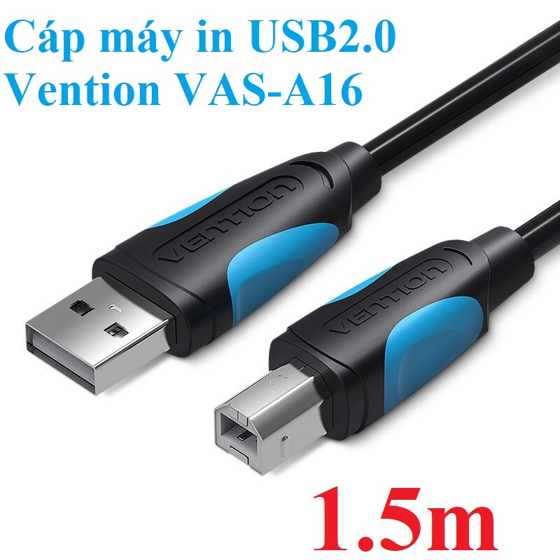 Cáp máy in Usb 2.0 male to B male Cable cho laptop Vention VAS-A16 - Hàng chính hãng