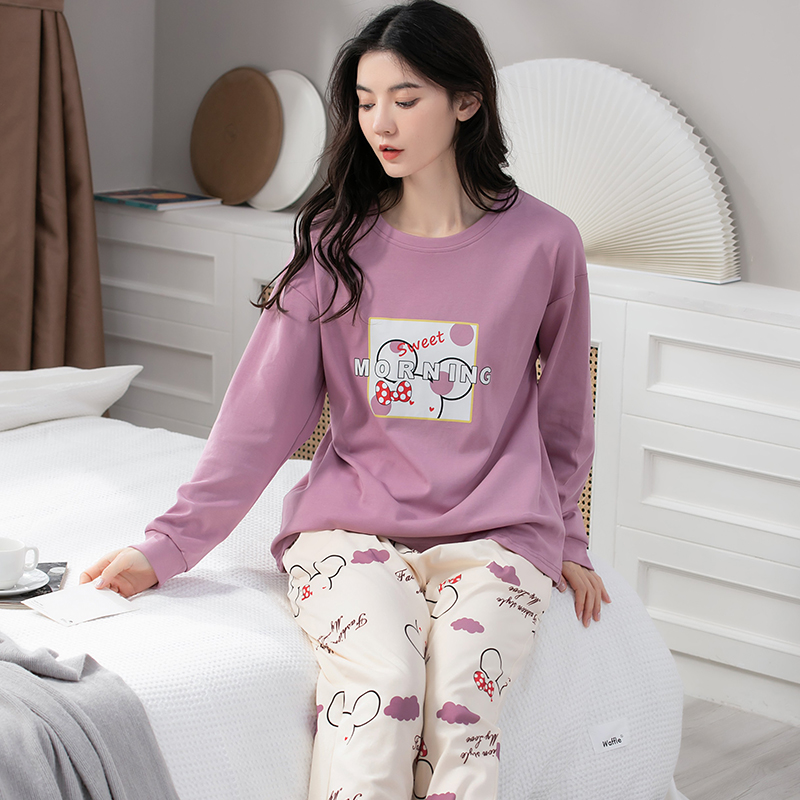 Đồ mặc nhà nữ thu đông cotton mịn đẹp 5119