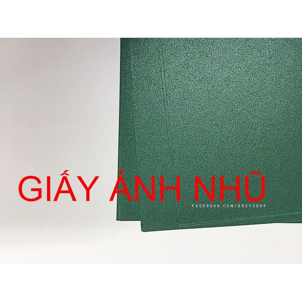 (Xấp 5Tờ) Giấy Ánh Nhũ, Bìa Màu, Giấy Làm Thiệp, Scrapbook (A4) (XANH LÁ)