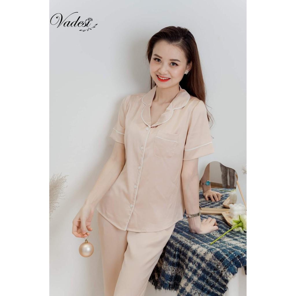 Bộ Dài Tay Cộc Pijama Lụa Cao Cấp, Pijama Nữ, Đồ Ngủ Đẹp, Set Mặc Nhà Vadesi - Thời Trang