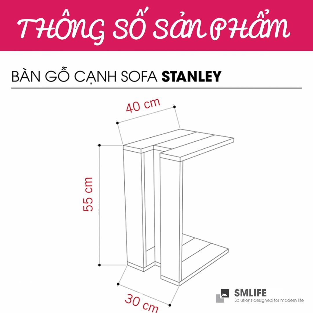 Bàn gỗ cạnh Sofa hiện đại SMLIFE Stanley | Gỗ MDF dày 17mm chống ẩm | D30xR40xC55cm