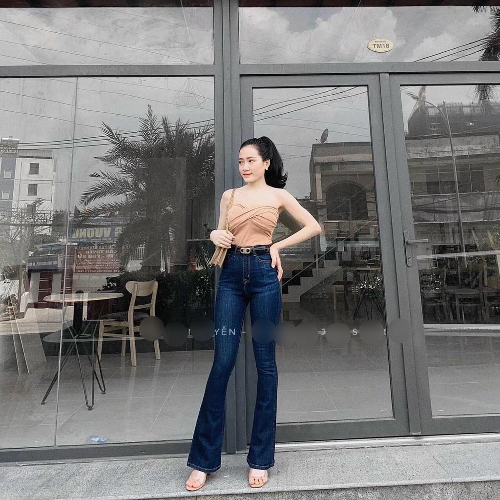 Quần jean dài ống loe CUN9140 from siêu cao chất cotton 2 da hàng co giãn kiểu tôn dáng