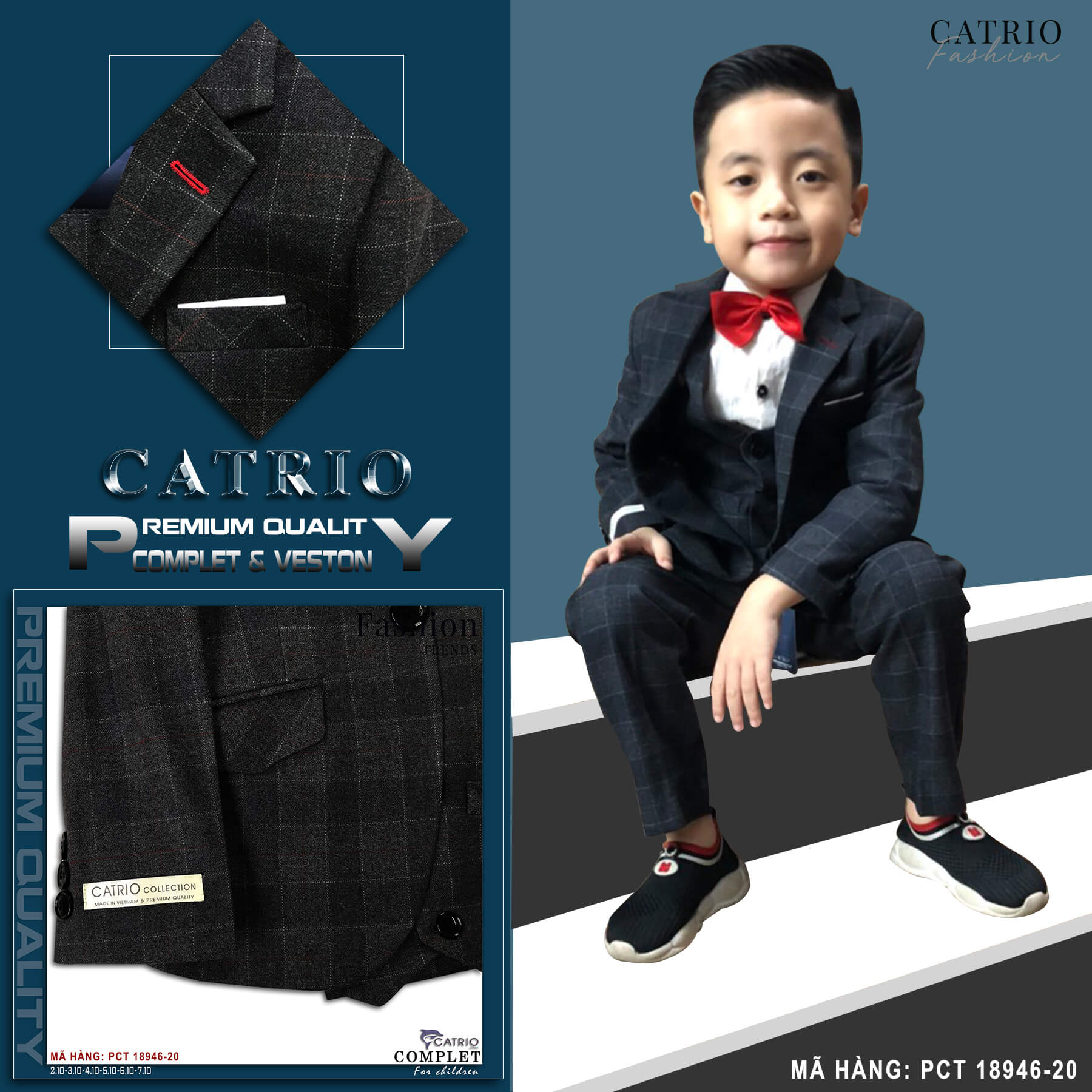 BỘ COMPLET TRẺ EM CATRIO PCT18946/20 LÀ BỘ VEST BÉ TRAI TỪ 8 TUỔI ĐẾN 10 TUỔI THUỘC BST BỘ ĐỒ QUẦN ÁO TRẺ EM MÙA LỄ TẾT, TIỆC CƯỚI NĂM 2021