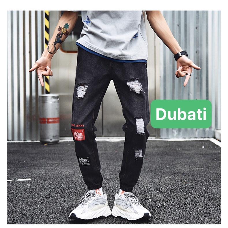 QUẦN JOGGER JEAN NAM CHẤT BÒ ĐEN ỐNG TÚM RỘNG DÀI PHONG CÁCH HÀN QUỐC- DB 1019- DUBATI FASHION