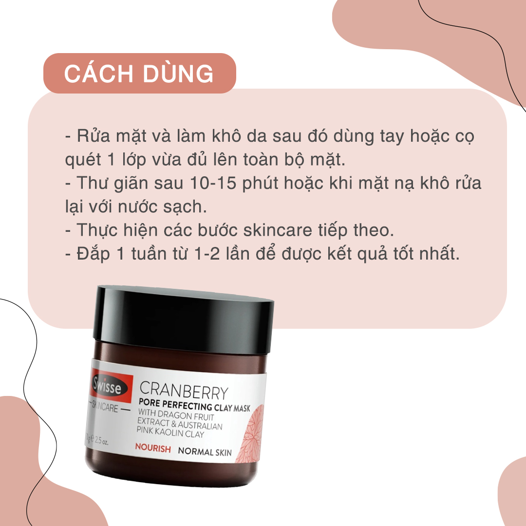 Mặt Nạ Đất Sét Cao Lanh Swisse Skincare Cranberry Clay Mask 70g