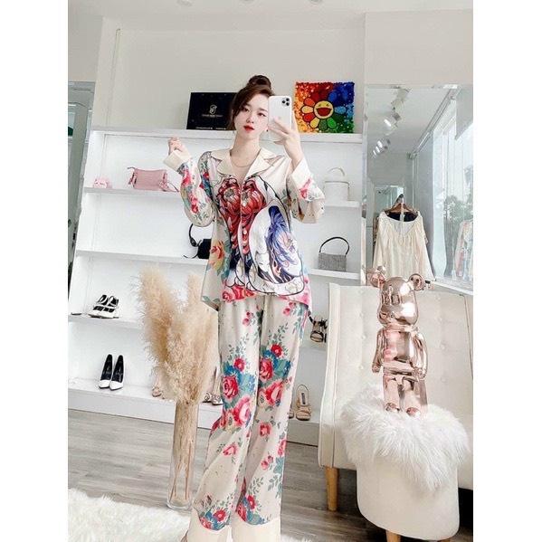 Bộ Lụa Pijama Latin Cao Cấp Áo Dài Quần Dài Hàng Thiết Kế Chuẩn Siêu Rẻ Mềm Mịn