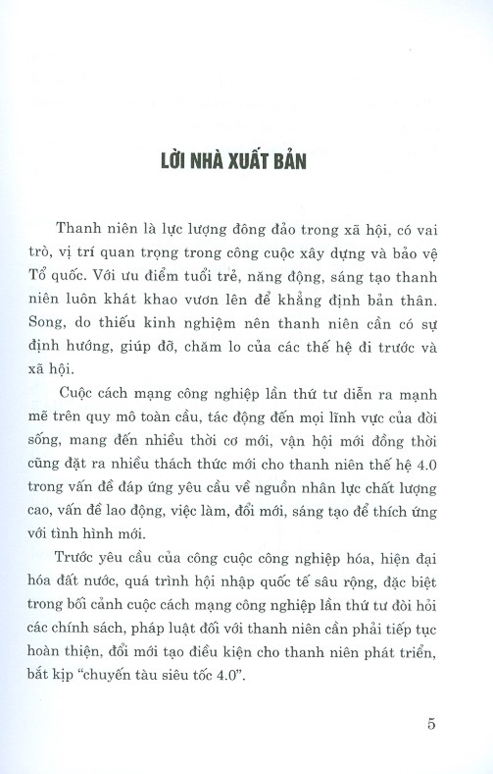 Xây Dựng Và Thực Hiện Chính Sách Phát Triển Thanh Niên Việt Nam Trong Cuộc Cách Mạng Công Nghiệp Lần Thứ Tư