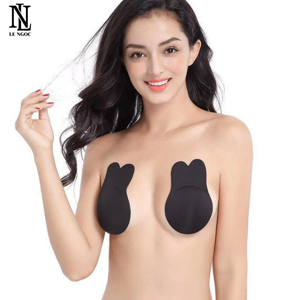 Cặp miếng dán ngực, miếng dán ti nâng ngực hình tai thỏ siêu dính tái sử dụng nhiều lần -LN017