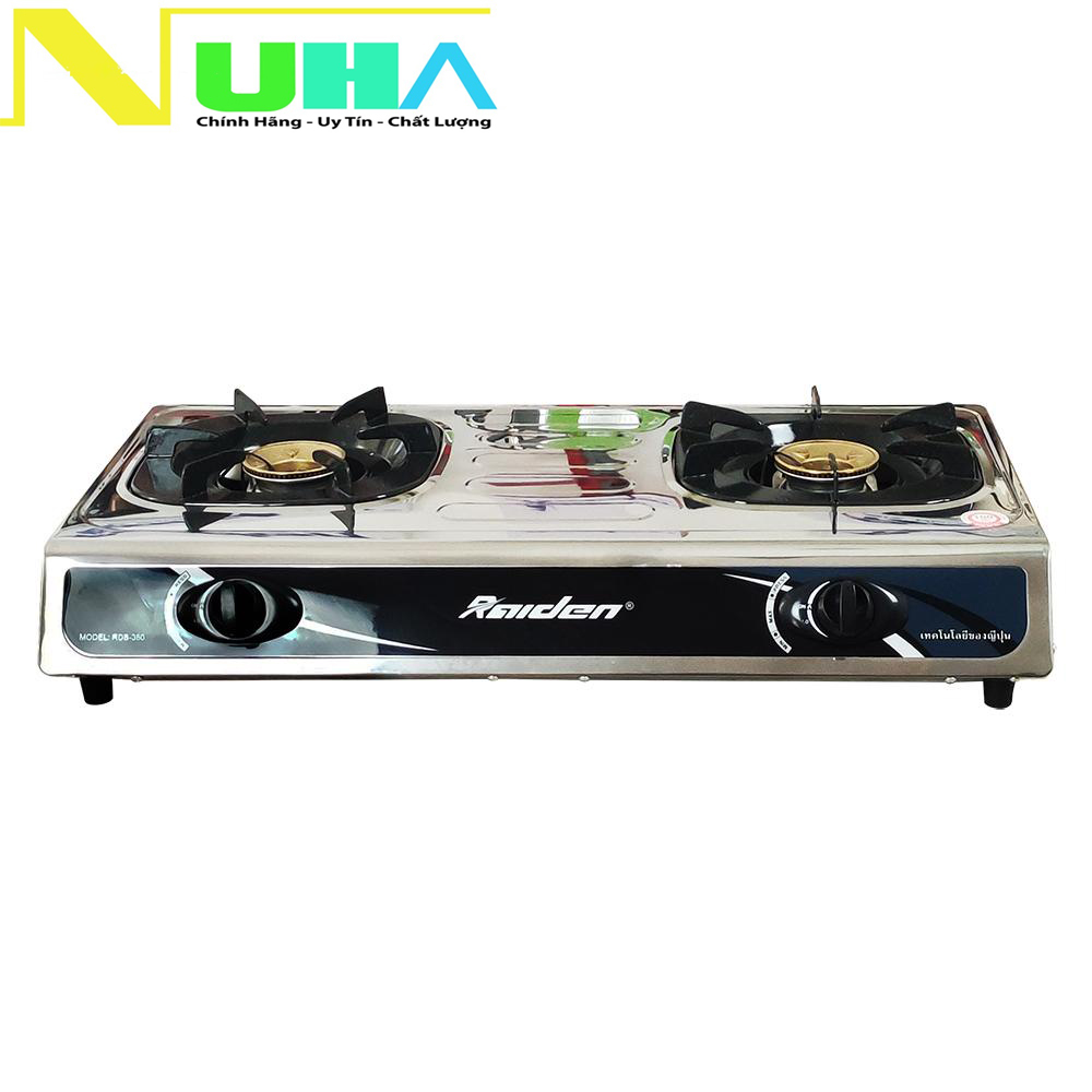 Bếp ga đôi mặt inox Raiden RDB-360A đầu đốt đồng nguyên chất cực bền