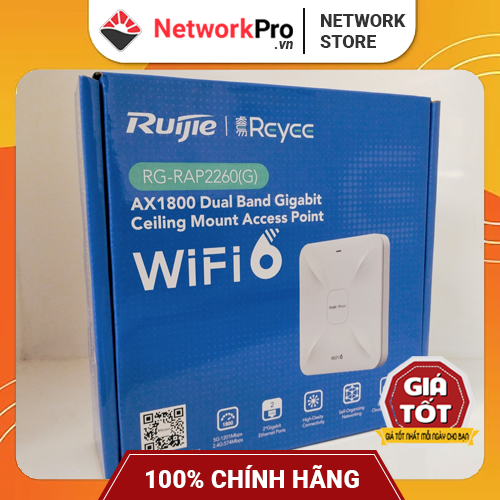 Bộ Phát WiFi Ruijie RG-RAP2260 (G) Wi-Fi 6 Hàng Chính Hãng – Tốc Độ 1775Mbps, Hỗ Trợ +100 User (Hàng Chính Hãng)