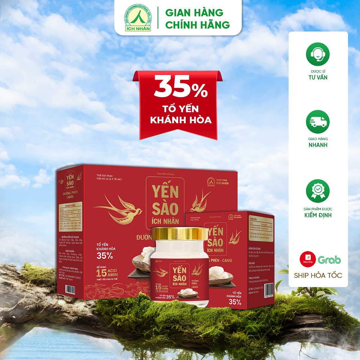 Yến Sào Ích Nhân Đường Phèn Canxi Lọ 70ml bồi bổ sức khỏe, giúp xương chắc khỏe, tăng cường miễn dịch