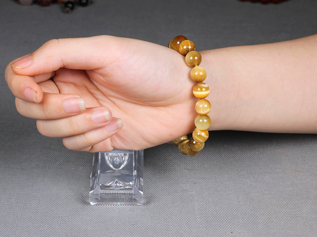 Vòng Tay Nữ Đá Mắt Hổ Vàng Tâm 10ly