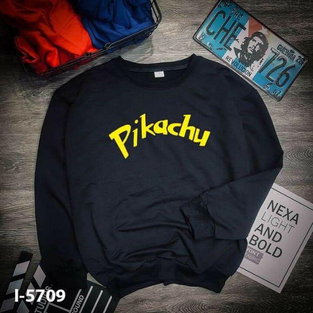 Áo nỉ dài tay unisex chữ Pikachu