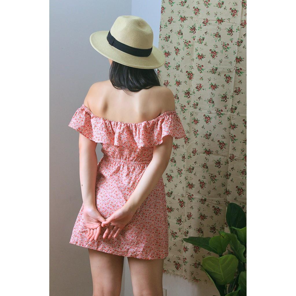 OLALASTUDIO Đầm trễ vai bèo đỏ + túi Freya Red