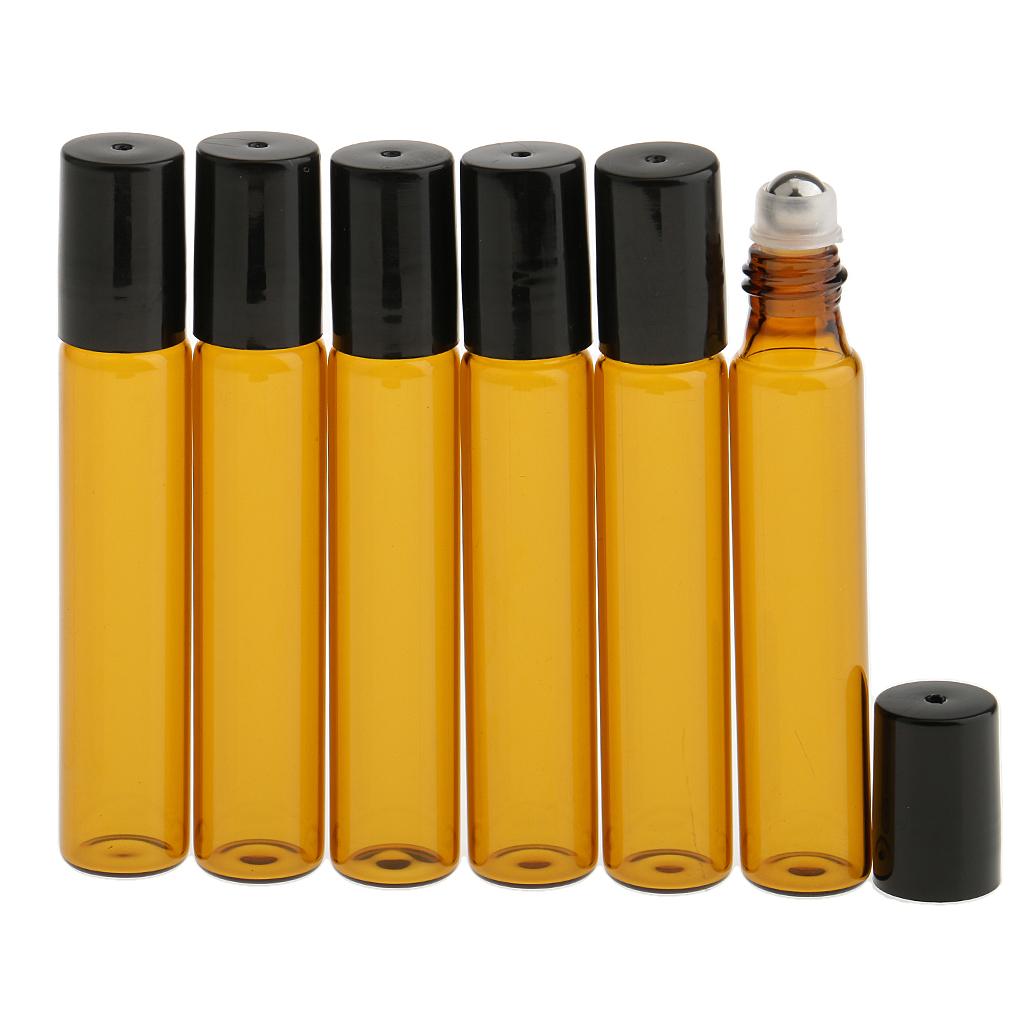 Lot of 6 Pieces 10ml Empty Glass Bottles for Travel Essential Oils Perfume Light Brown