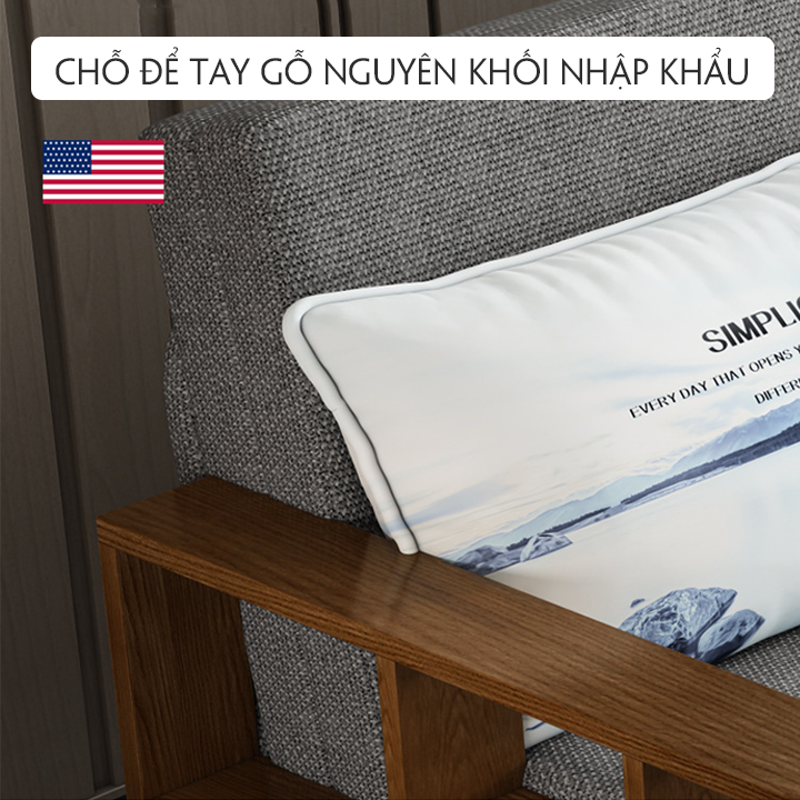 Sofa Giường Khung Thép Tay Gỗ Cao Cấp, Thông Minh - Linh Hoạt - Đa Năng, Siêu Bền Chịu Tải 900kg